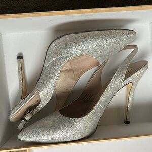Silver Slingback point Heels